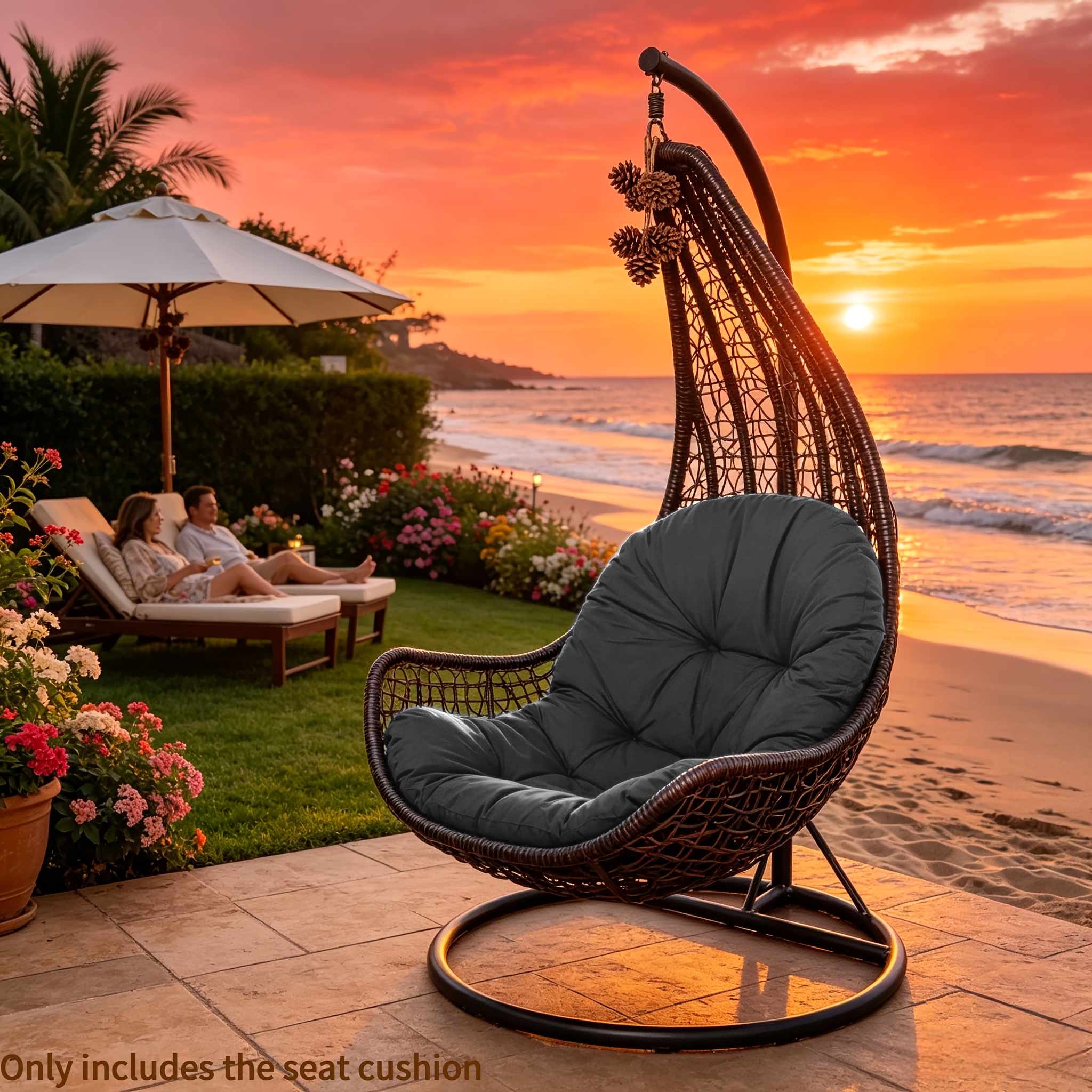 TEMU This Versatile Chair Cushion Is Compatible With Chairs And Hanging Swing Chairs, As A Moon Chair Cushion Or Nordic Lounge Cushion. It Features