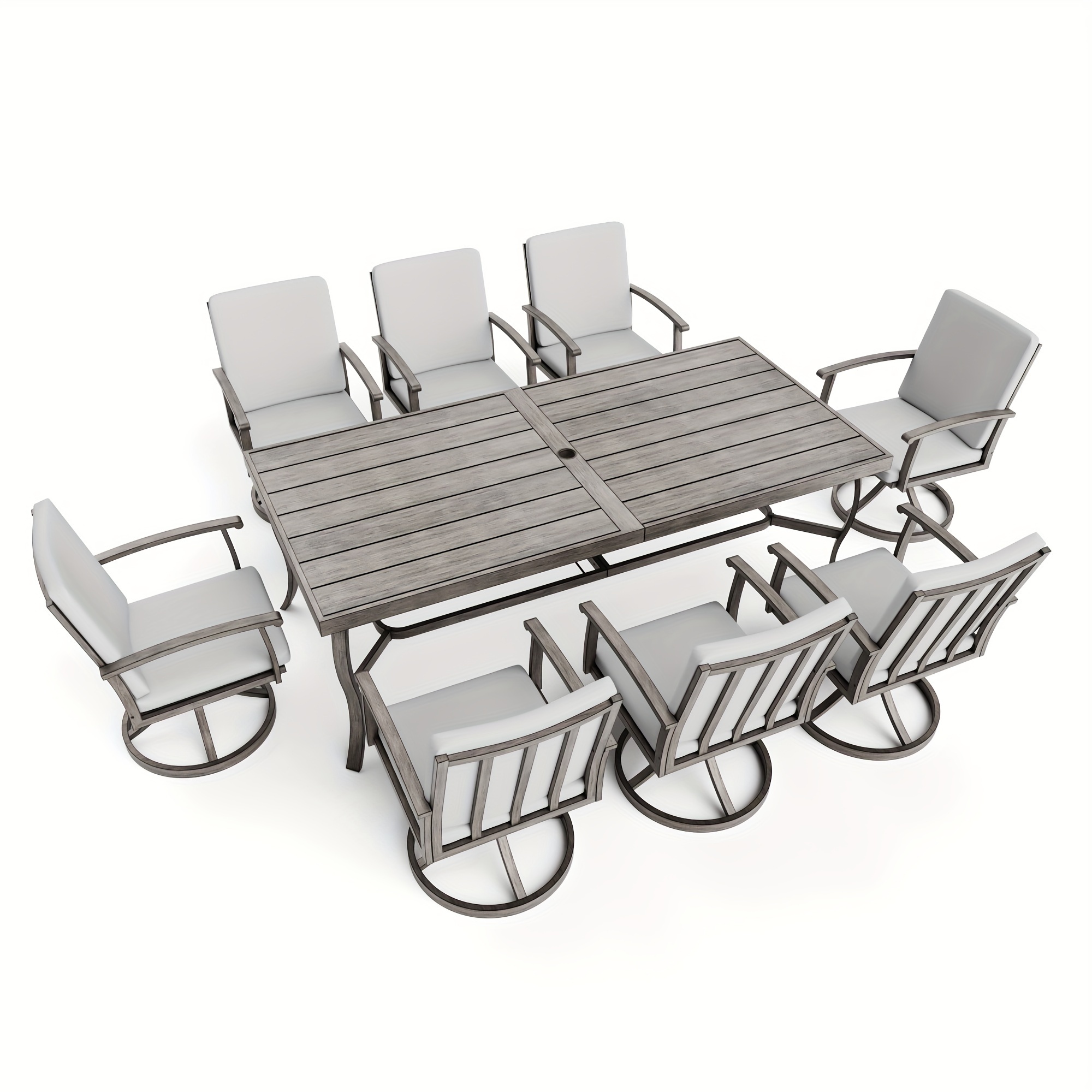 9pcs aluminum outdoor patio dining set 8 people swivel dining chair set outdoor patio furniture set for garden Product details 1