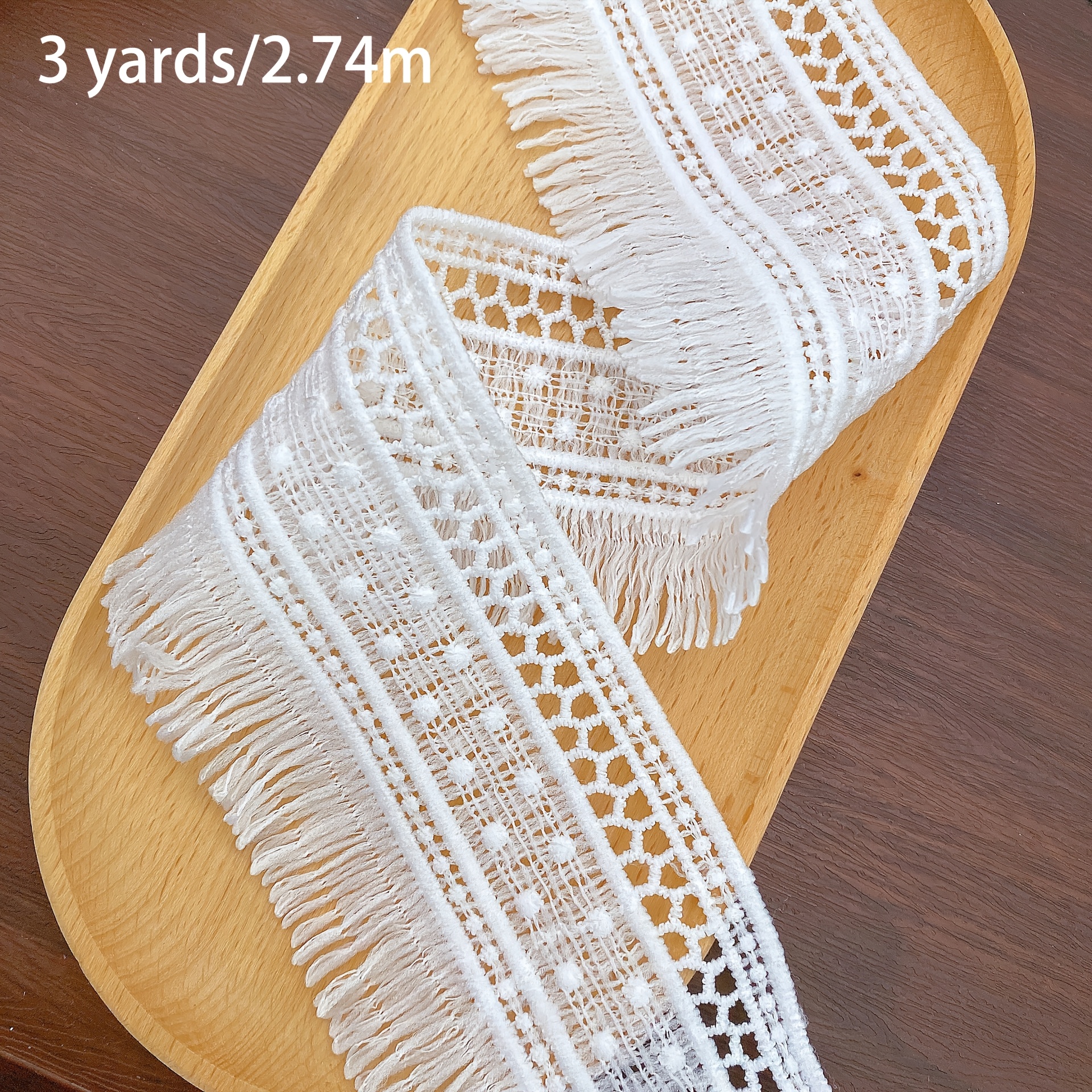 TEMU 3 Yards/2.74M, Dentelle Brodée à Franges Ouvertes, Accessoire de Vêtement, Sangle pour Vêtements, Chaussures, Chapeaux, Sacs et Accessoires