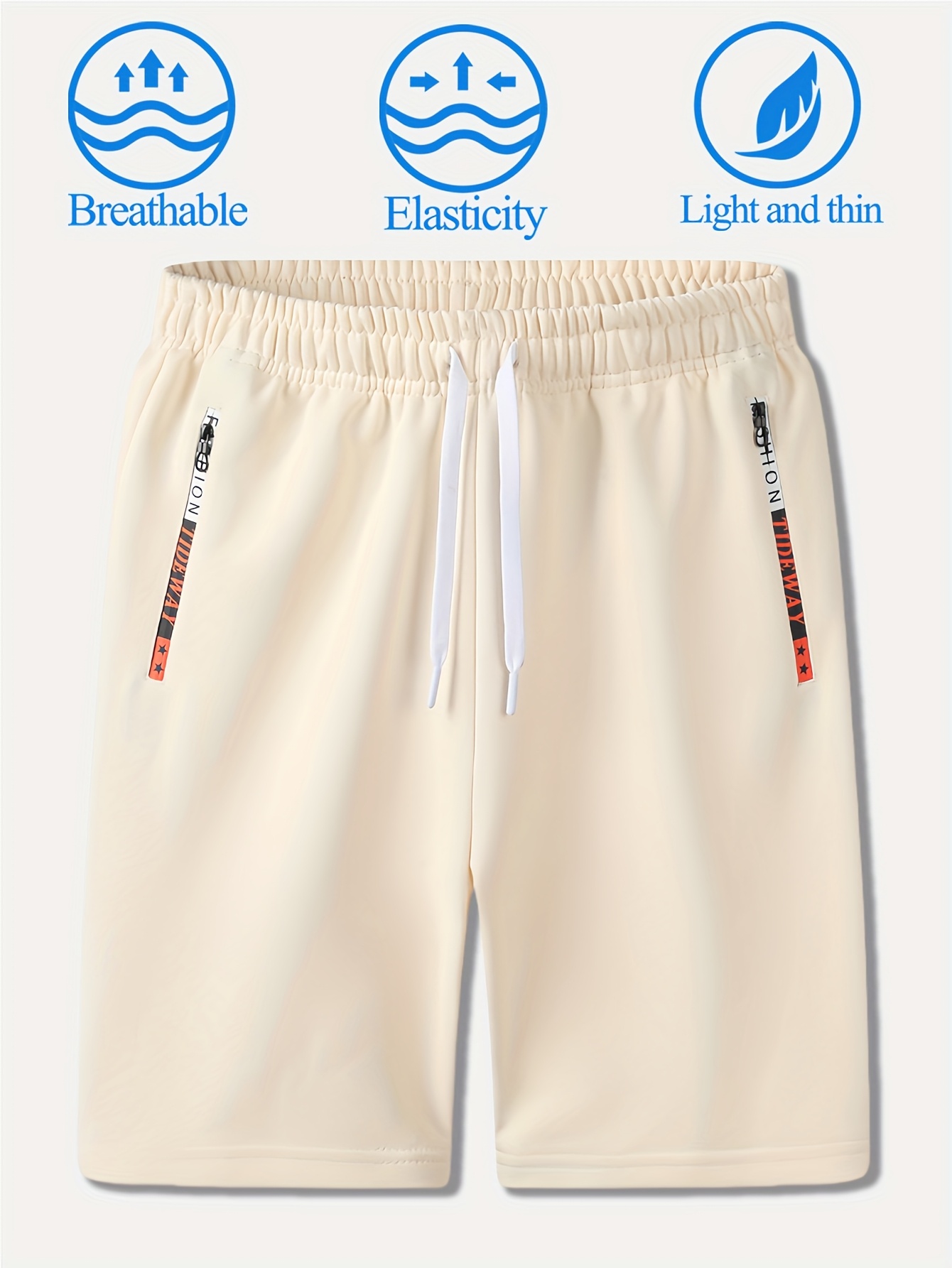 1pc Men's Breathable Knit Athletic Shorts with Elastic Waist & Zipper Pockets - Moisture-Wicking Workout Shorts for Running, Gym, Training, Beach - Multi-Color Options, Smooth Texture Fabric