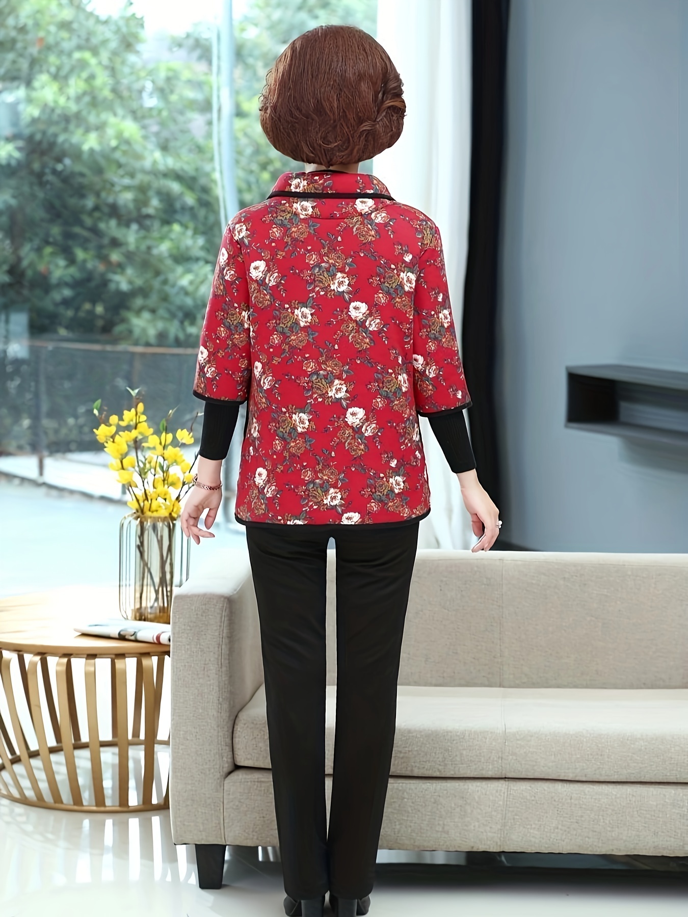 women's plus size floral print fleece lined winter coat Temu