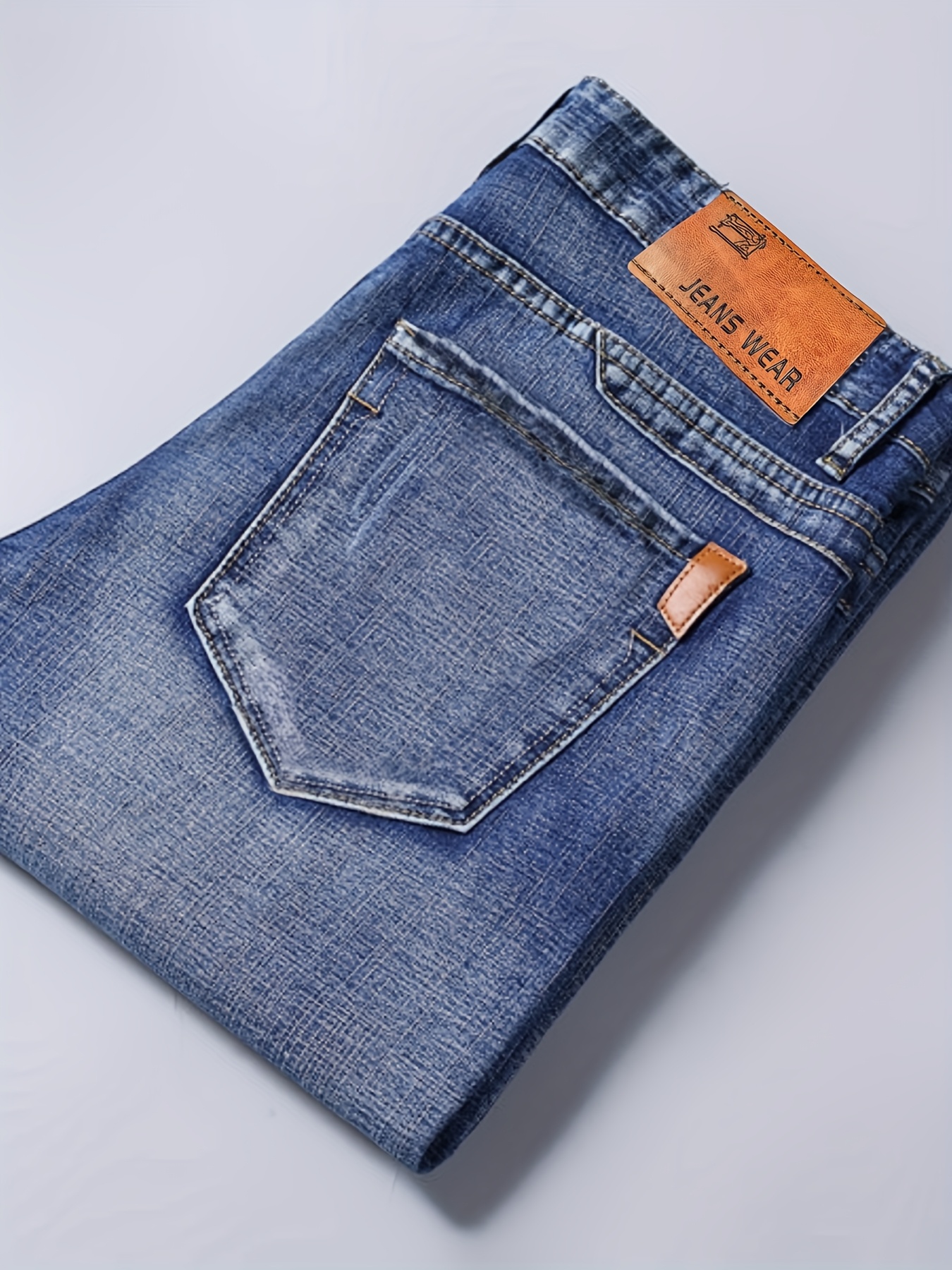 Men'S Plus-Size Stretchy Jeans with a Full Wash Process, Durable And Warm, Suitable for Work, Plus Size