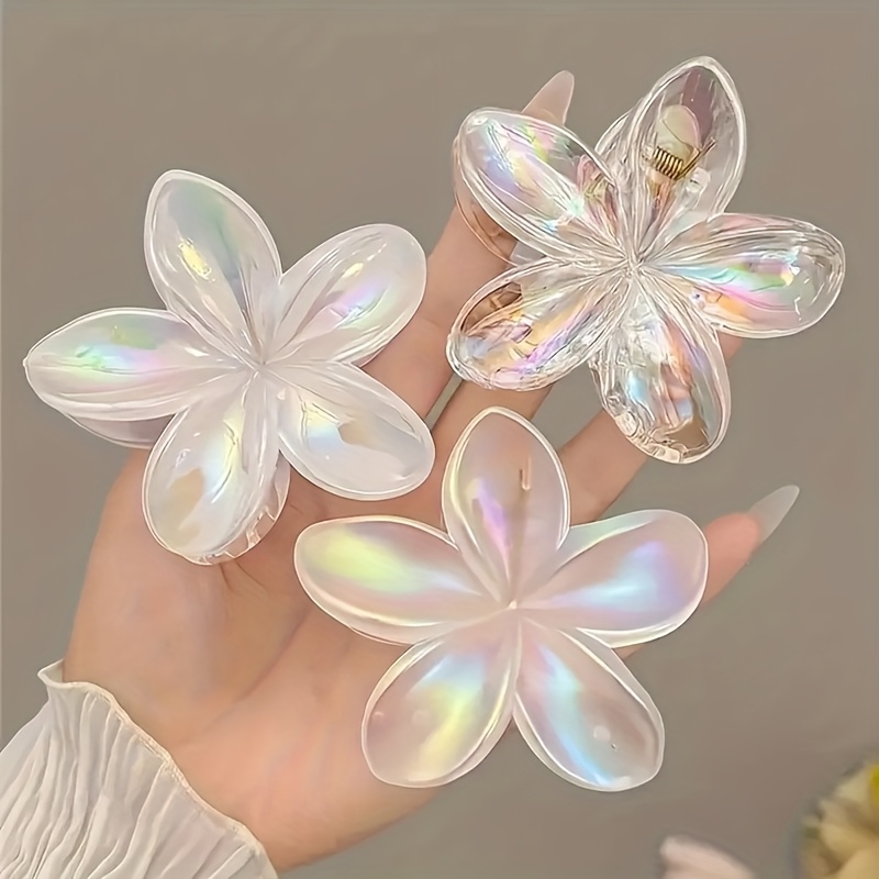 Image of 3pcs/set Simple And Fashionable Hair Clip, Transparent Women's Hair Half Tied At The Back Of With A Hair Clip, Beach Vacation, Casualwear With Shark Clip Headband