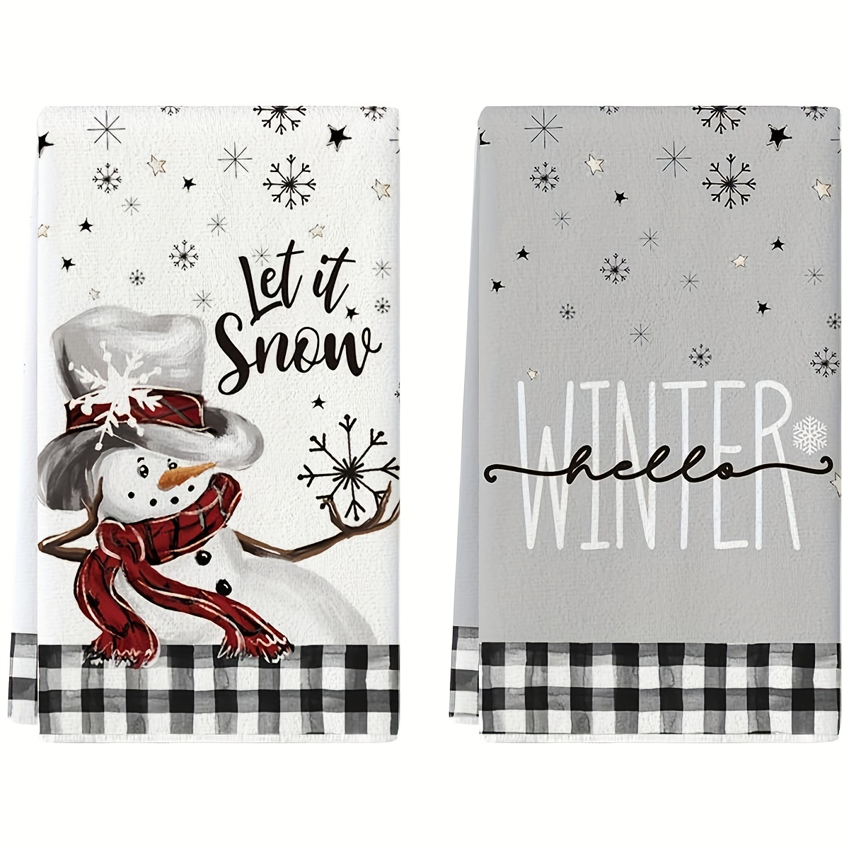 

Festive Christmas Snowman Printed Kitchen Towel Set - Soft, Quick-drying, Absorbent, Machine Washable, High-quality, Modern Design, Perfect For Kitchen, Glass, And Furniture Cleaning