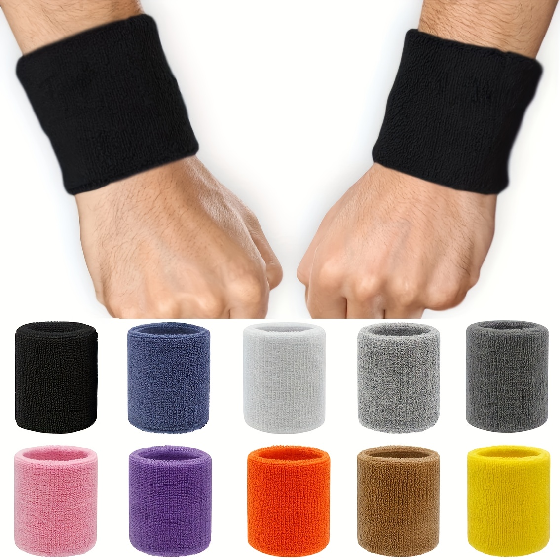 

12pcs Sweat-absorbing And Breathable Wristbands For Men And Women - Suitable For Tennis, Football, Basketball, Fitness, Running, Sports, And Exercise