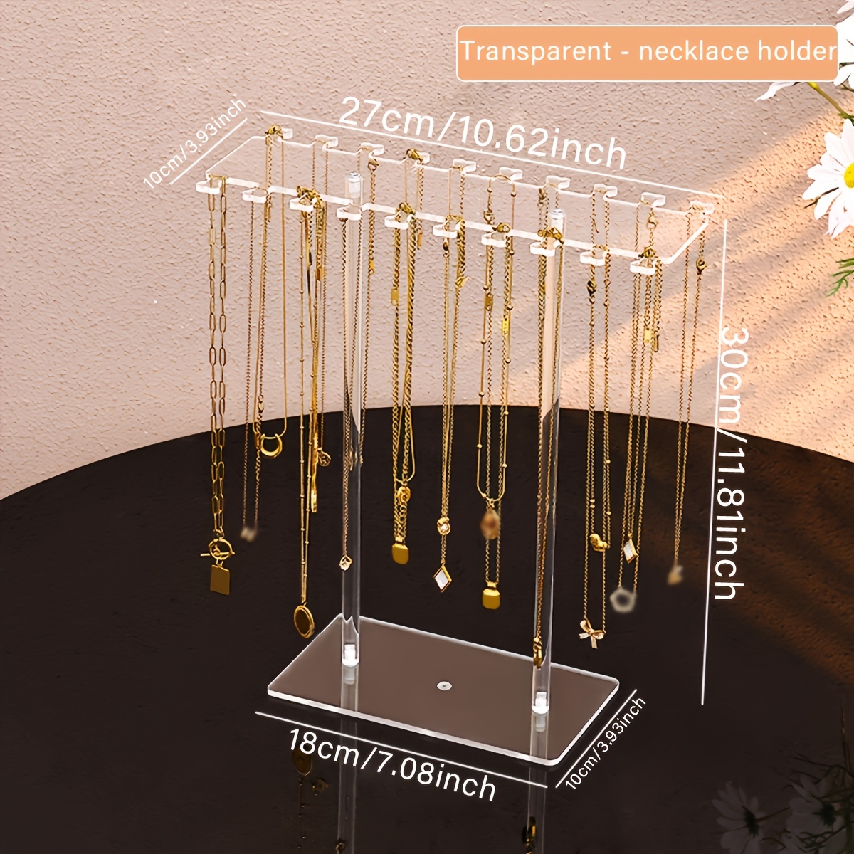 TEMU Présentoir à bijoux vertical en acrylique transparent, 1 pc, idéal pour , de bain, la boutique, l' de bijoux et d'accessoires, tour à bijoux,