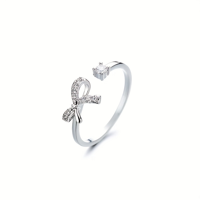 Image of Adjustable Copper Ring With Synthetic Zirconia Inlay, Suitable For Daily Women