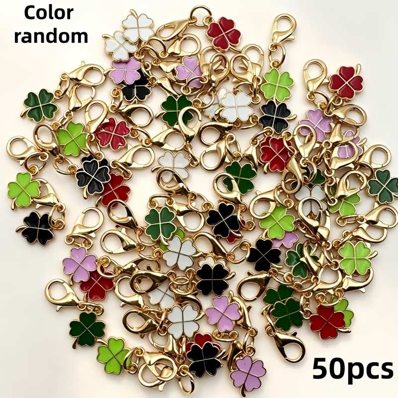 TEMU 50pcs, Clover Ladies' Keychains, Small Gifts For , Bag Hanging Decoration, Color Random