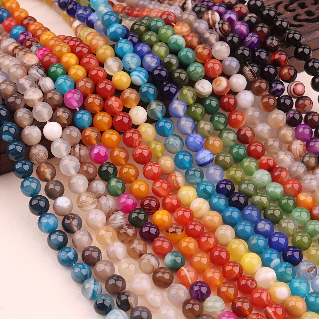 

A 4/6/8/10 High-quality 7a Grade Natural Striped Agate/strip Agate Bead String Circular Diy Bracelet Necklace Jewelry Making Accessories Handmade Bead Material Holiday Gift