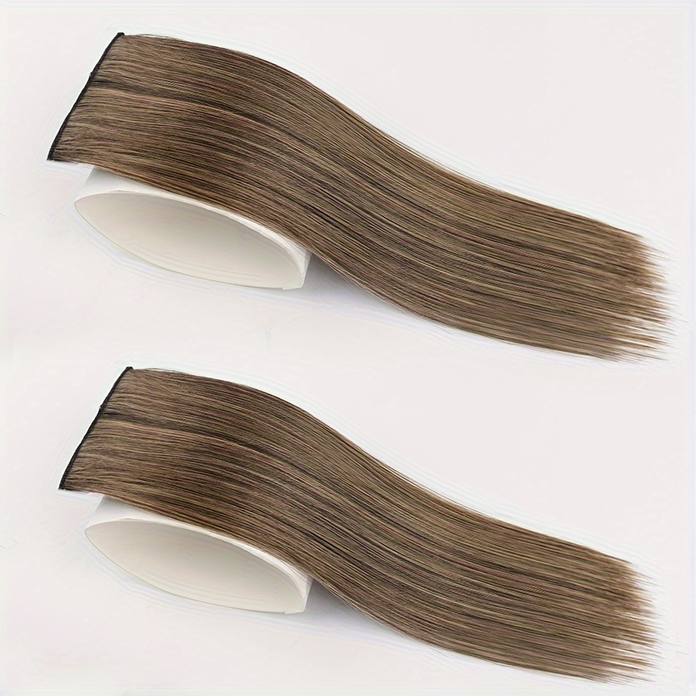 2-pack Straight Hair Topper With 2 Clips, Synthetic Fiber Hair Extensions For Volume Addition, Suitable For Women' Wear