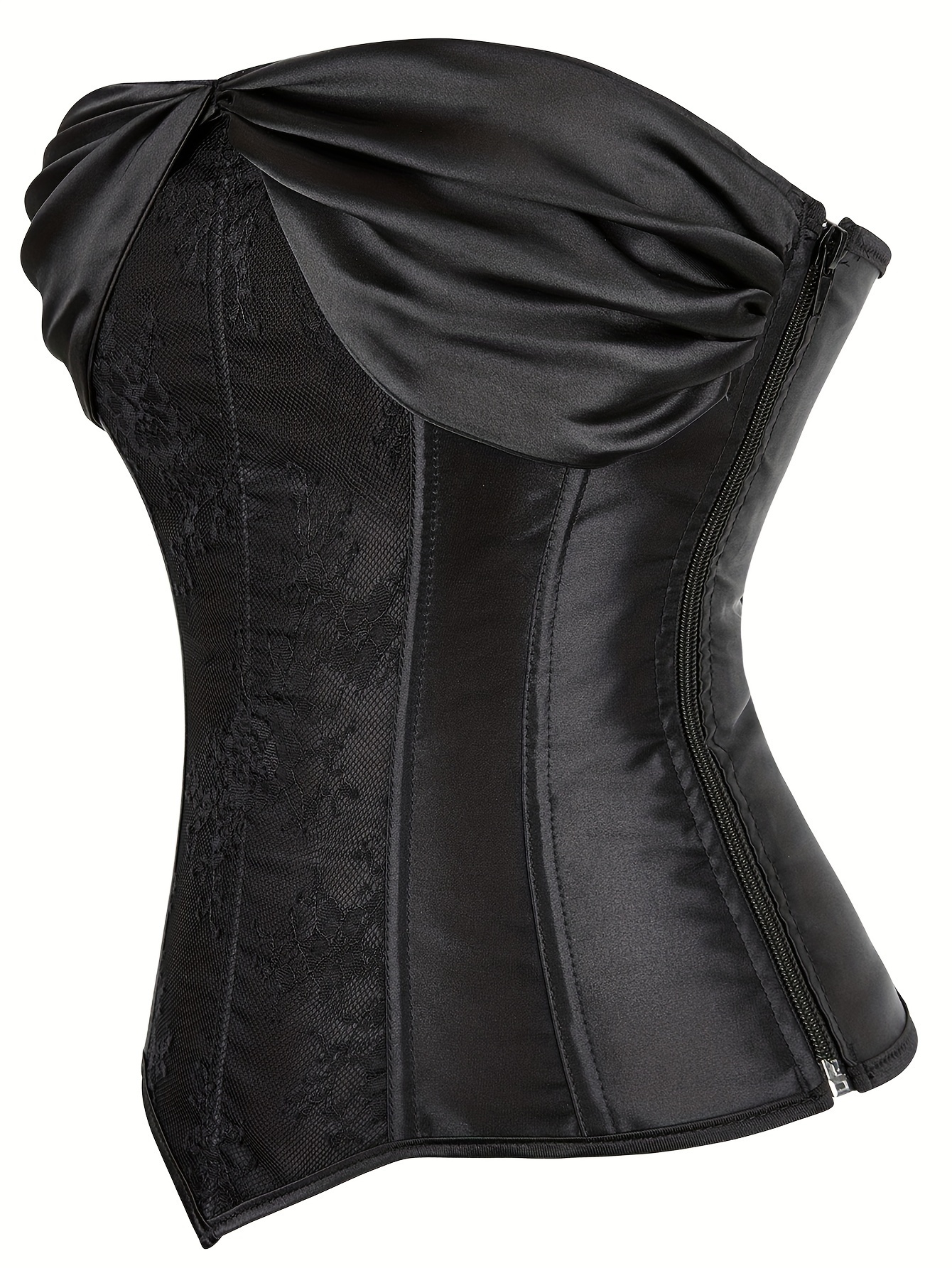Lace Splicing Ruched Tube Top, Elegant Cross Tie Back Corset Strapless Top, Women's Clothing