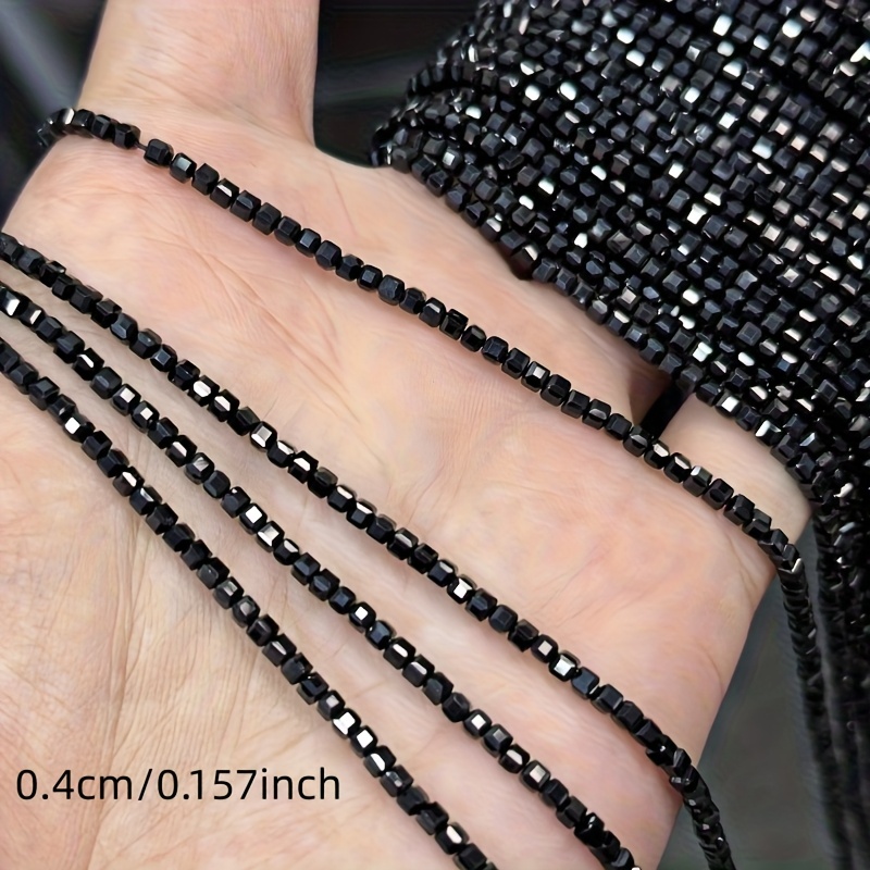 TEMU Natural Black Beads, Square Cabochon Spacer Beads For Jewelry Making, Diy Craft, Birthstone Gift, High Quality Polished Loose Gemstone Beads For
