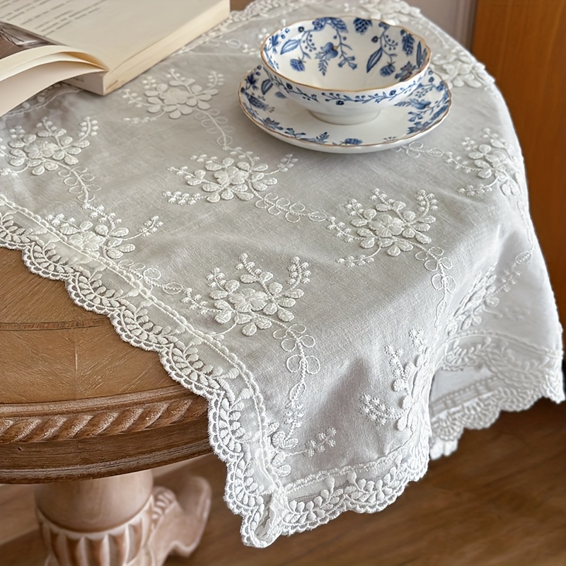 A French Embroidered Placemat Lace Small Napkin Coaster Dust Cover Towel Tablecloth