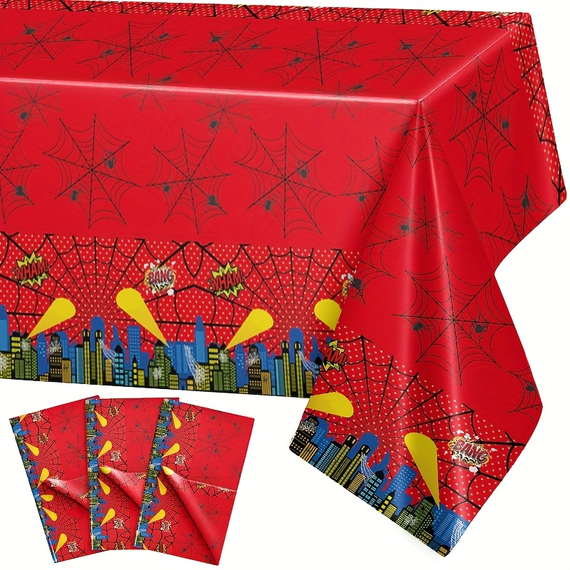 TEMU Tovaglia Decorativa per Festa di Compleanno a Tema Ragnatele di Citt�, Confezione da Uno/Tr矇, 54X108 Pollici, Tovaglia di Plastica Monouso con
