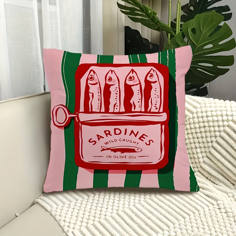 TEMU 1pc Vintage Polyester Throw Pillow Cover, 18x18 Inch - Colorful Design, Machine Washable, Zipper Closure, Ideal For Living Room, Sofa, Bed,