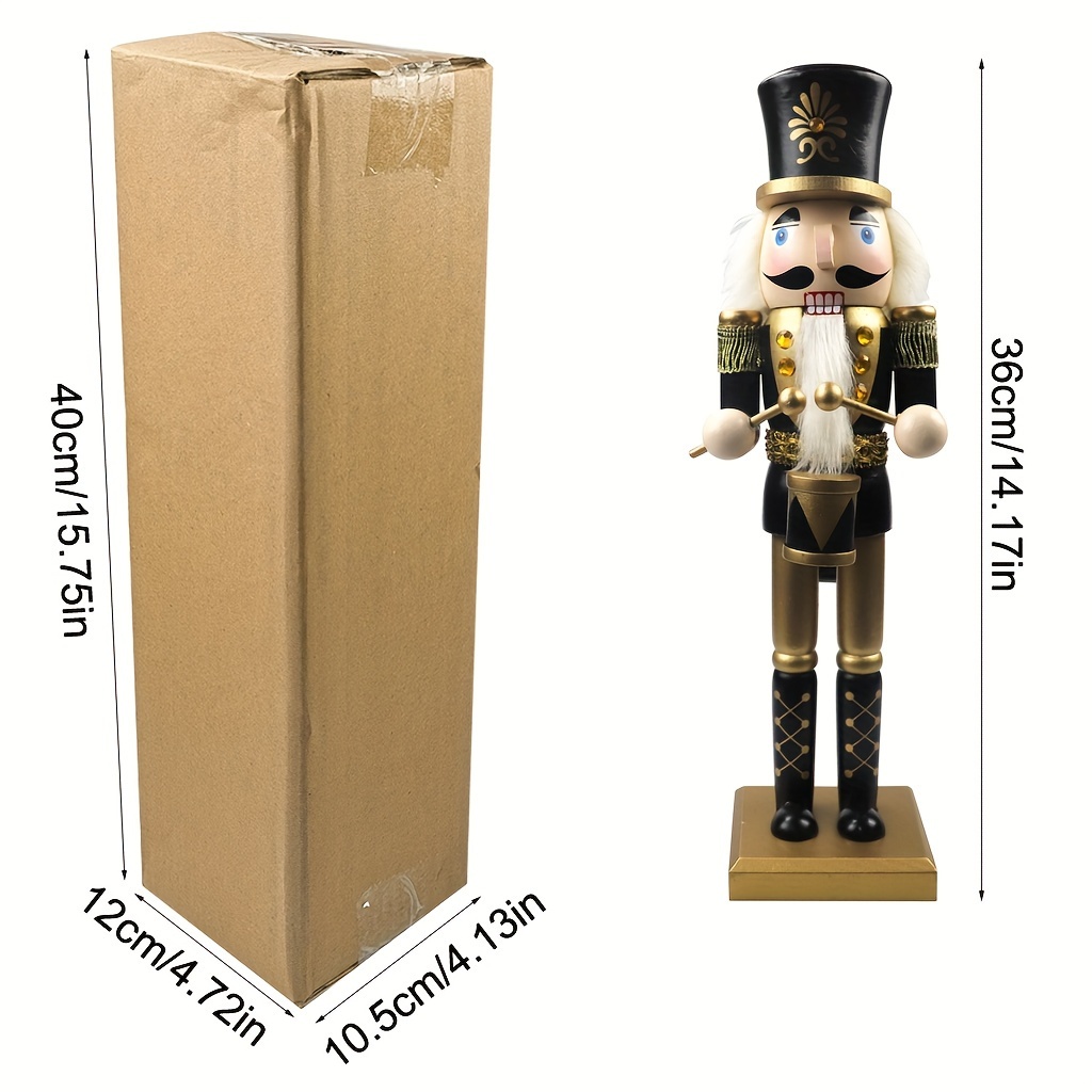 Image of 2024 New Wooden Black Golden Traditional Nutcracker For Shelves And Desktops, Festive Christmas Decor Item