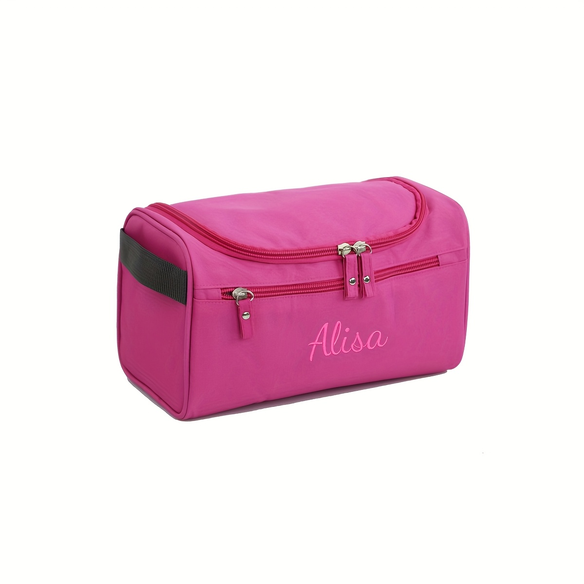 Image of 1pc Travel Toiletry Bag For Men And Women, Embroidery Customization Wash Bag, Hanging Toiletry Organizer Cosmetics Makeup Bag, Dopp Kit Shaving Bag, Small Toiletry Bag For Travel Essentials