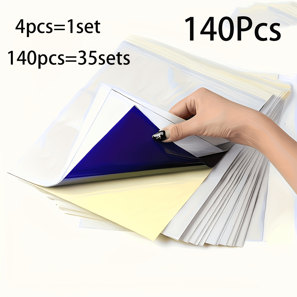TEMU 140 pezzi (35 set) Carta termica per trasferimento tatuaggi formato A4 adatta per macchine per tatuaggi e fotocopiatrici termiche, compatibile