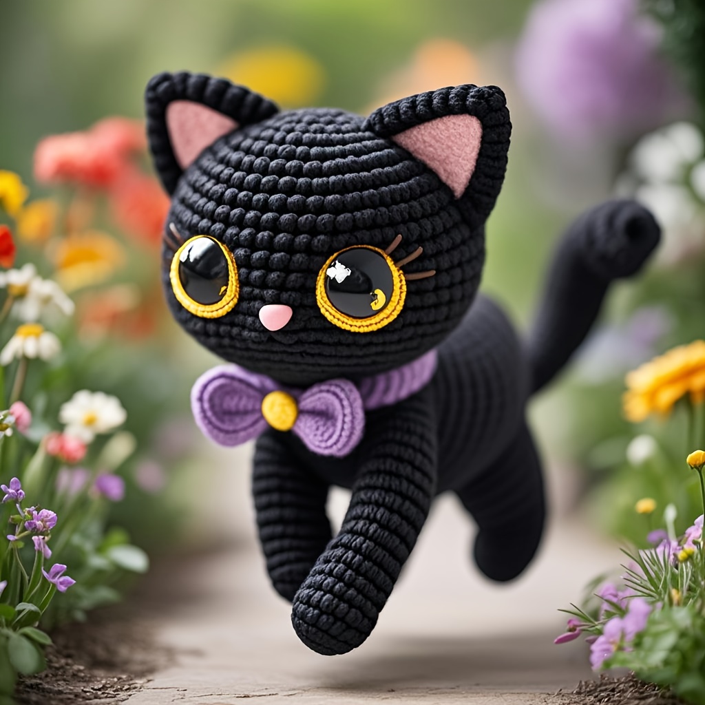 Image of 1set Animal Crochet Kit For Beginners, Beginner Crochet Kit For Adults With Text Tutorials, Cat Diy Crafts For Adults, Birthday Festival Gifts, Cute Funny Modern Home Decorative Ornaments