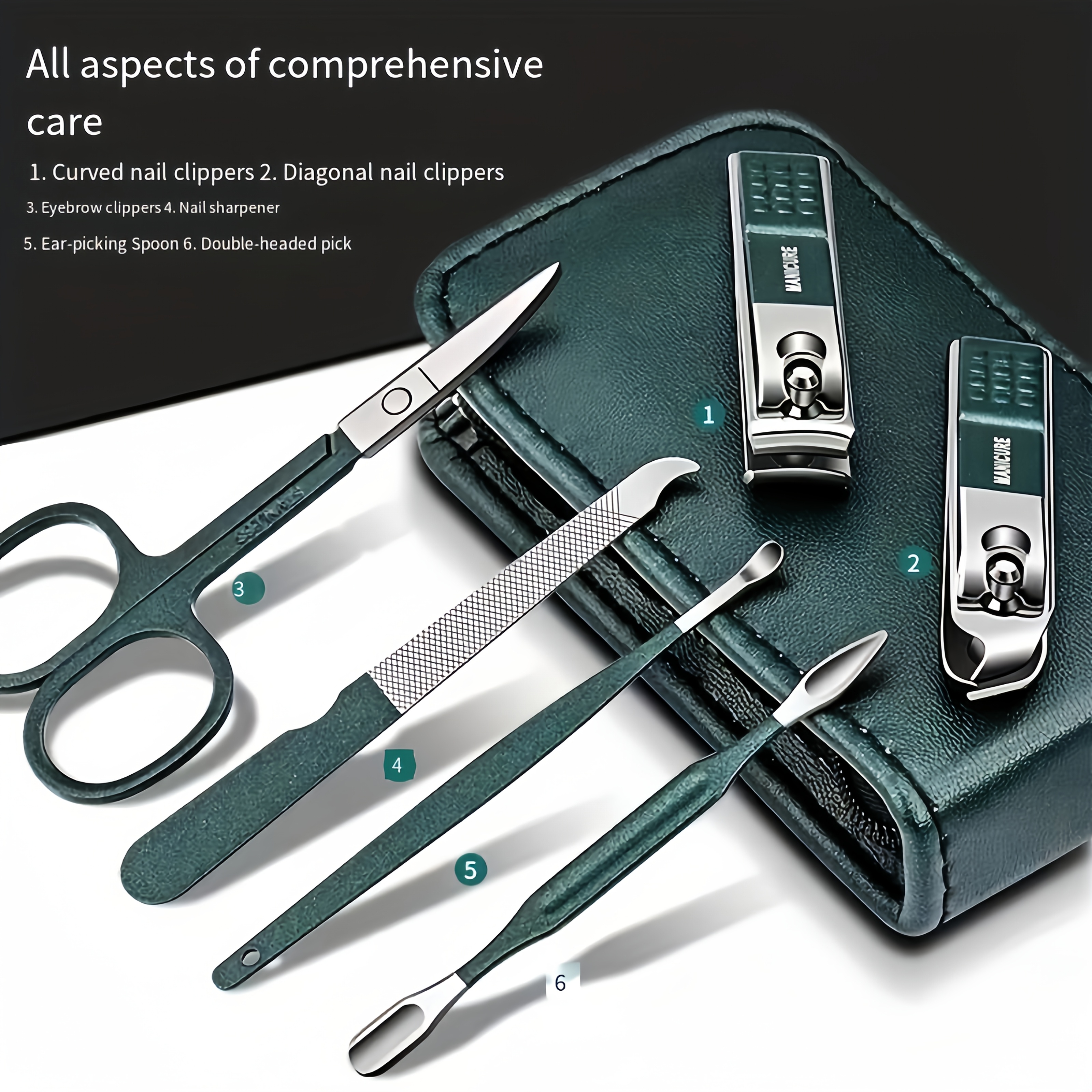 6pcs Professional Manicure and Pedicure Set with Storage Box