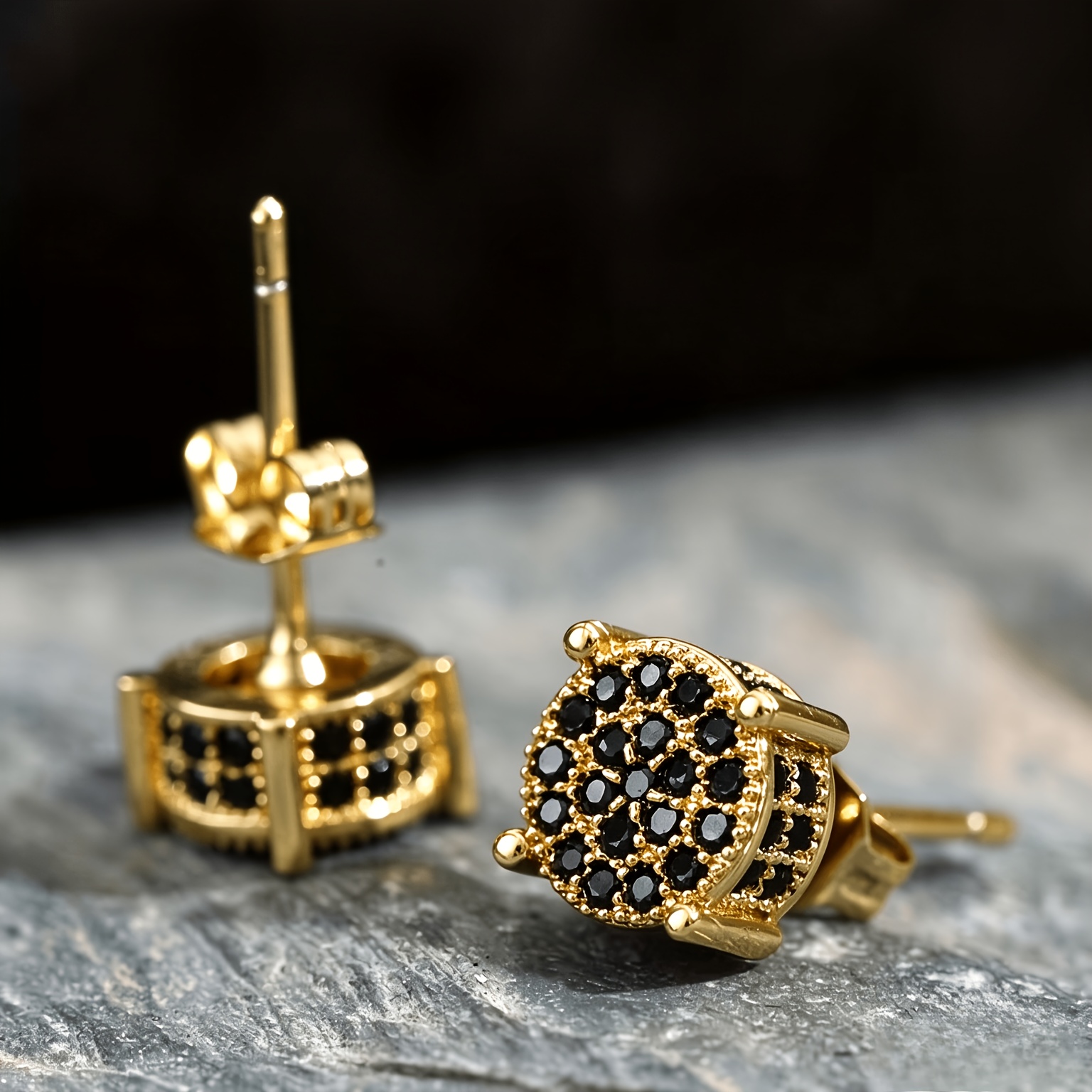 TEMU Une paire de boucles d'oreilles noires élégantes et décontractées en synthétique