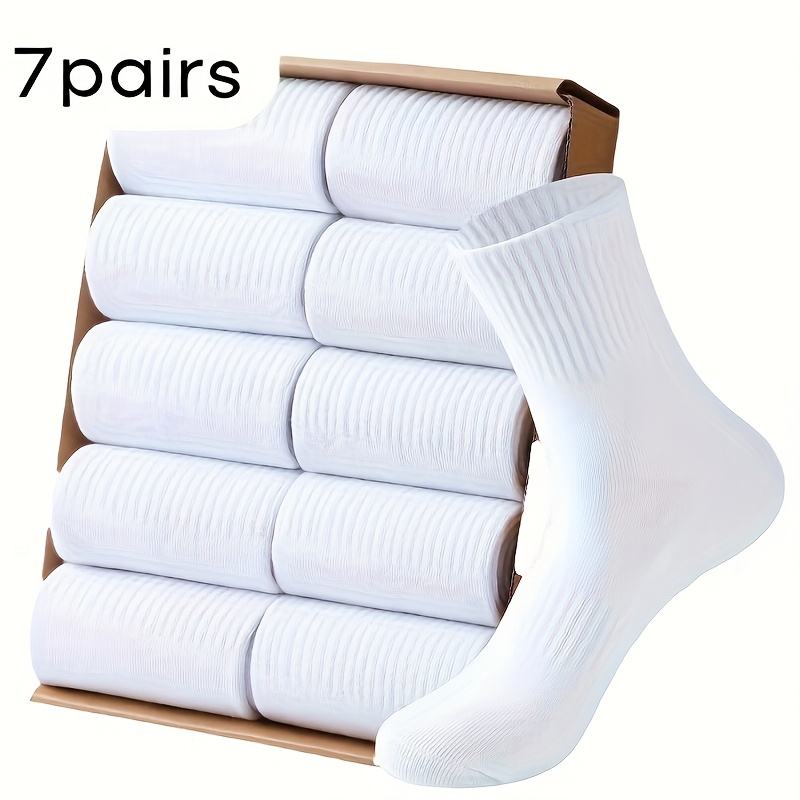 TEMU 7 Pairs, Unisex, Random Colors, Suitable For Casual Shoes And Business Travel, Socks Feature Exquisite Ribbed Design On And Toe, Providing And
