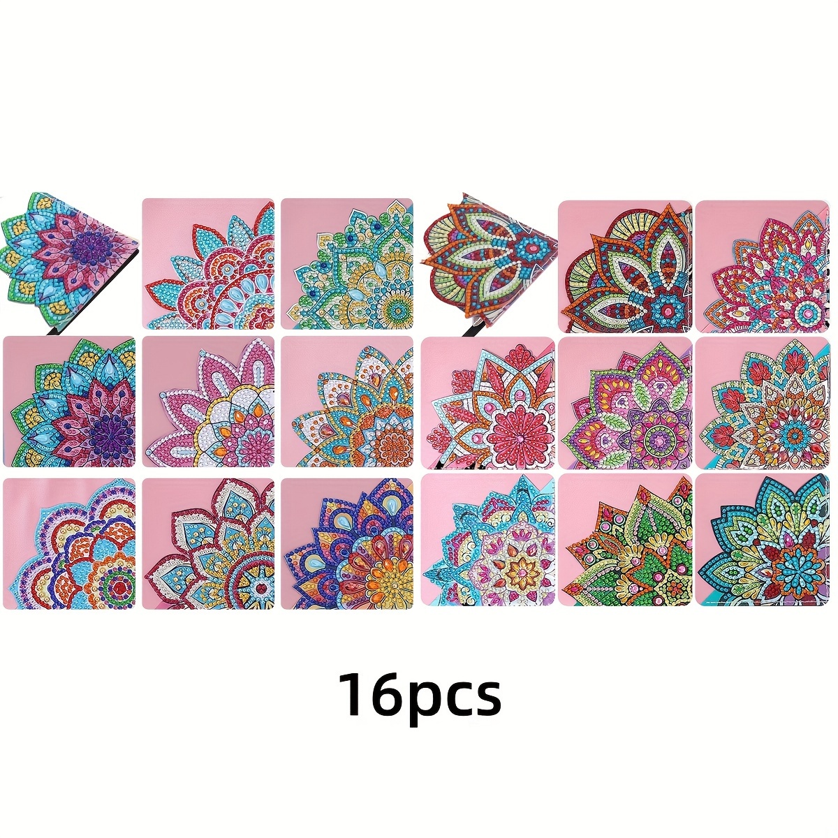 

16-piece Diamond Painting Corner Bookmark Set - Floral Designs, Suitable For Book Lovers, Diy Bookmark Accessories, Perfect For Beginners And Adult Gifts