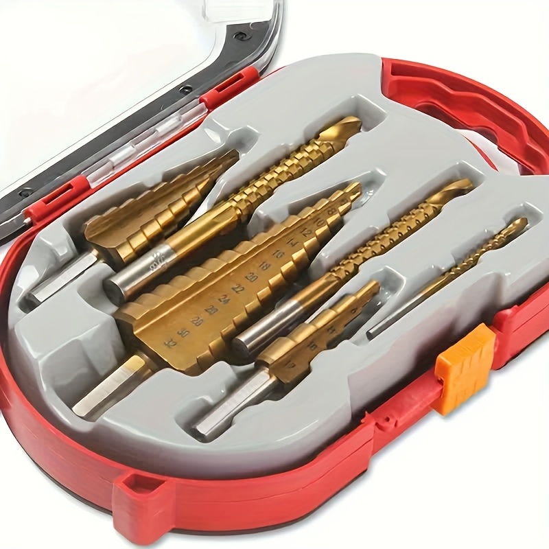 Juego de 6 Brocas Titanio Escalonadas, 1/4"-12/32", Cortador Multitamaño para Madera y Metal, Cabeza Redonda, Compatible con Concreto y Suelos Duros, Sin Montaje Necesario, Herramienta de Carpintería | Juego de Brocas para Taladro | Accesorios para Perforación en Metal