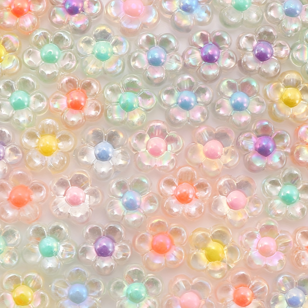 

400pcs Acrylic Flowers Small Daisies Colored Loose Beads Beaded Jewelry Accessories Handmade Diy Material Bracelet Necklace