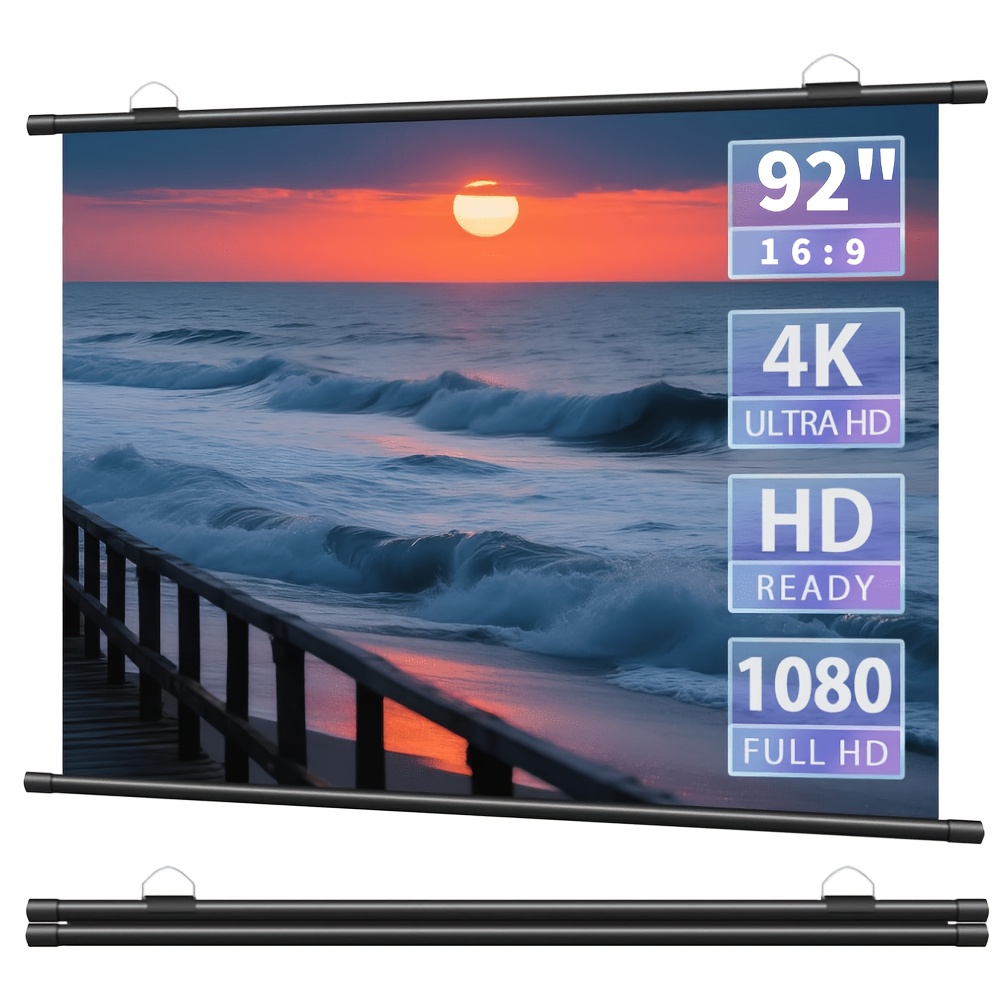 Space Wall Mount Projector Screen, Foldable Shipment Lightweight Manual Retractable Screen, Support 4k & Full Hd For Home Office Ppt 60 -133 Inch