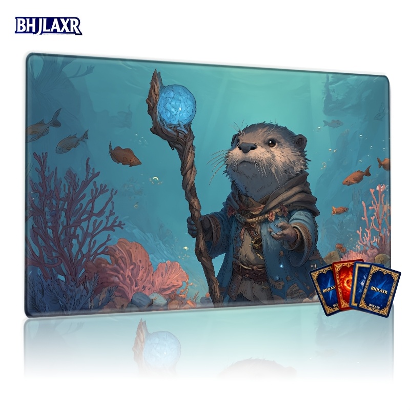 E-shop TCG Spielmatte 24X14 Zoll Mauspad Schreibtischmatten, Otter Unterwasser-, Perfektes Geschenk für Niedliche Fantasy- und Liebenswerte Kreaturen-