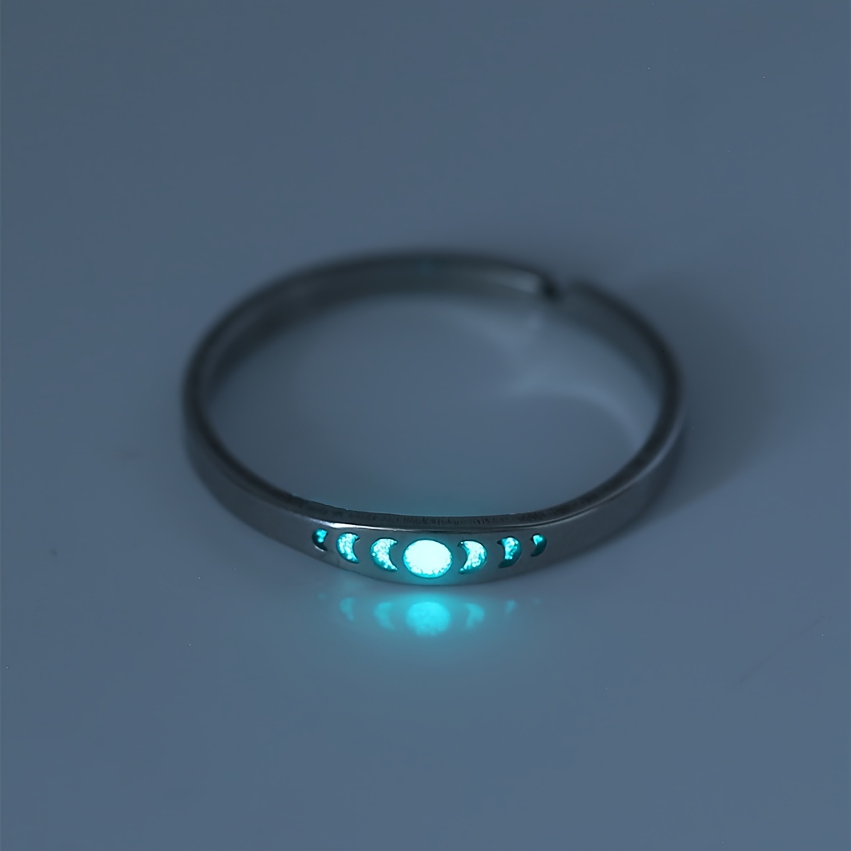 Classic Party Moon Phase Change Stainless Steel Open Glow Ring