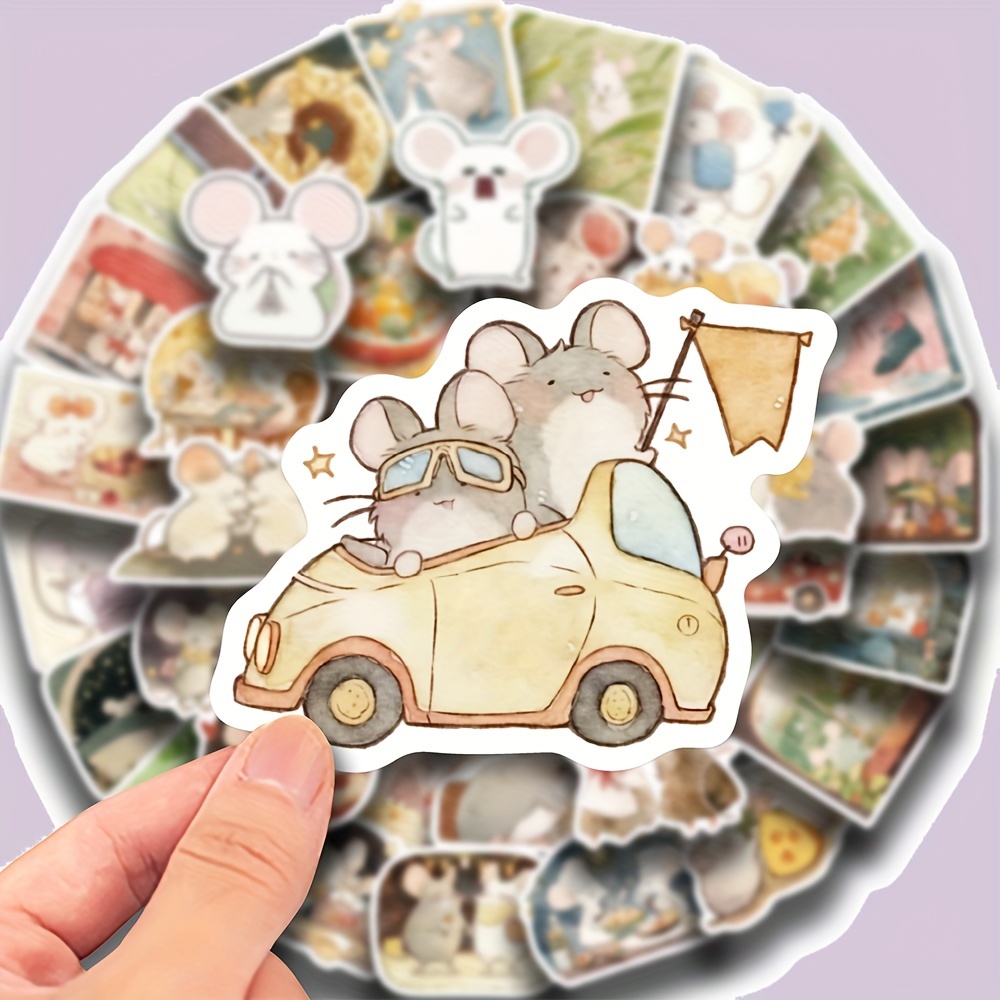 50pcs Cute Little Mouse Brothers Daily Doodle Stickers For Decoration On Guitars, Laptops, Luggage, Computers, Motorcycles, And Skateboards