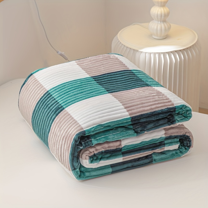 a magical fluffy striped blanket with printed   made of fleece   the office or a nap details 5