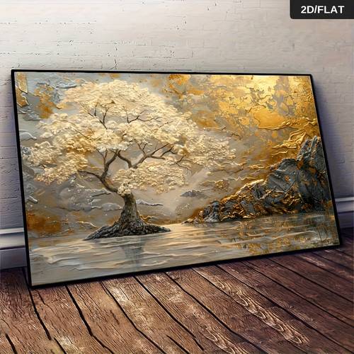 modern vintage altın ağaç tuval baskı, 31.5x47.24in - çerçevesiz oturma odası & yatak odası duvar dekoru, oda dekoru
