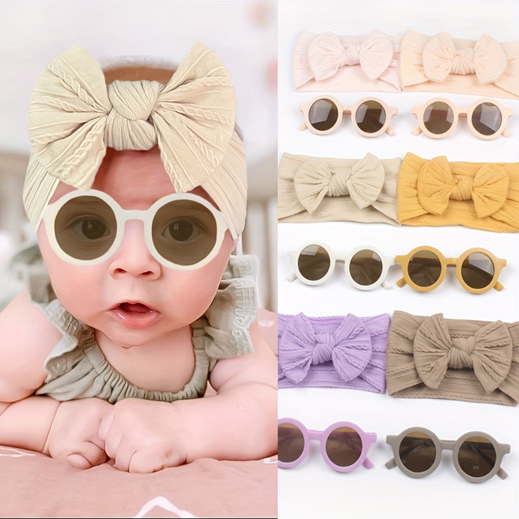

2pcs Baby Girls Bow Headband & Glasses Accessories