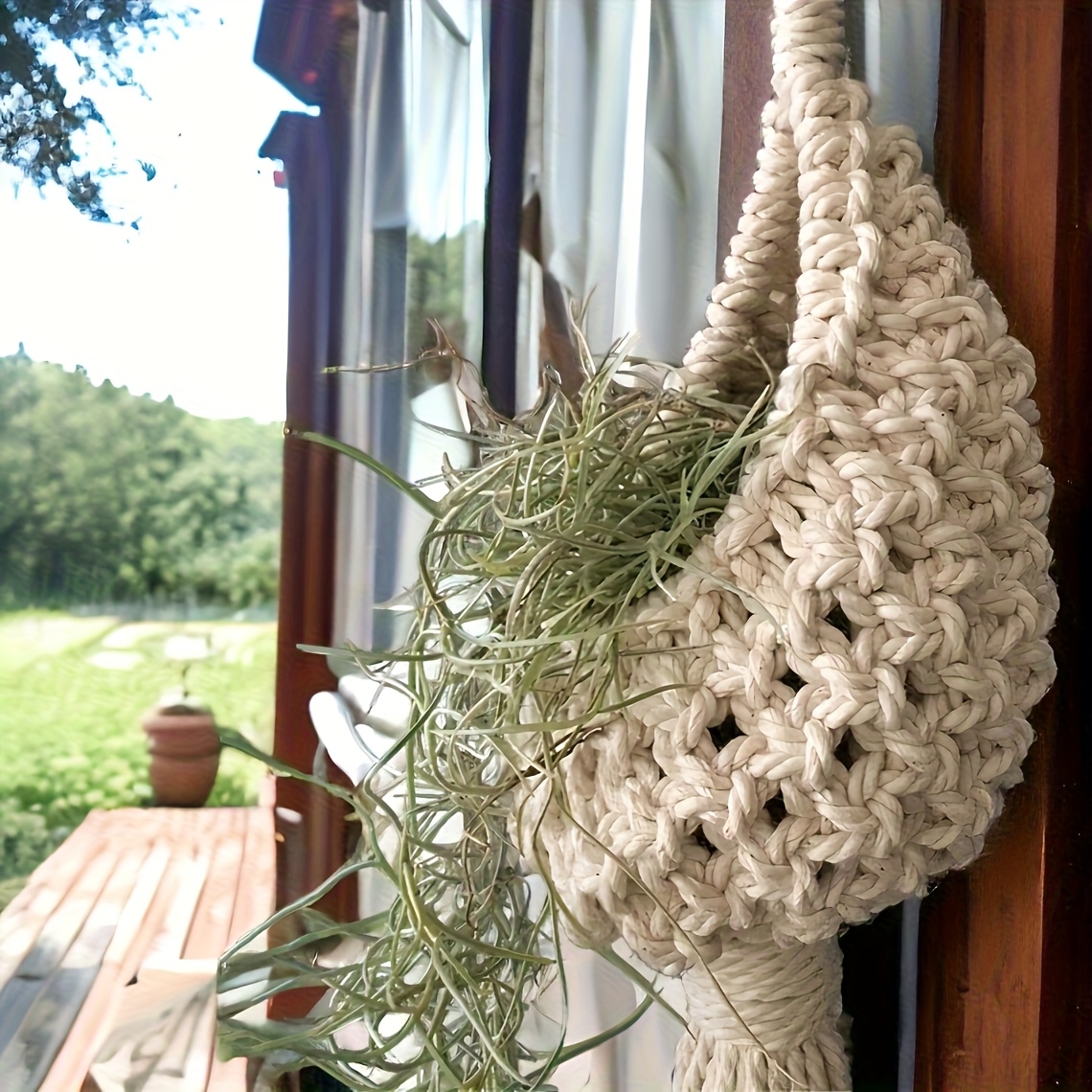 Macrame Plant Hangers, Teardrop Shaped Garden Decor Pendant, Bohemian Plant Wall Hanging Organizer, 1/3pcs Set Indoor Small Green Plant Suspension Storage Pendant - Greenery Not Included