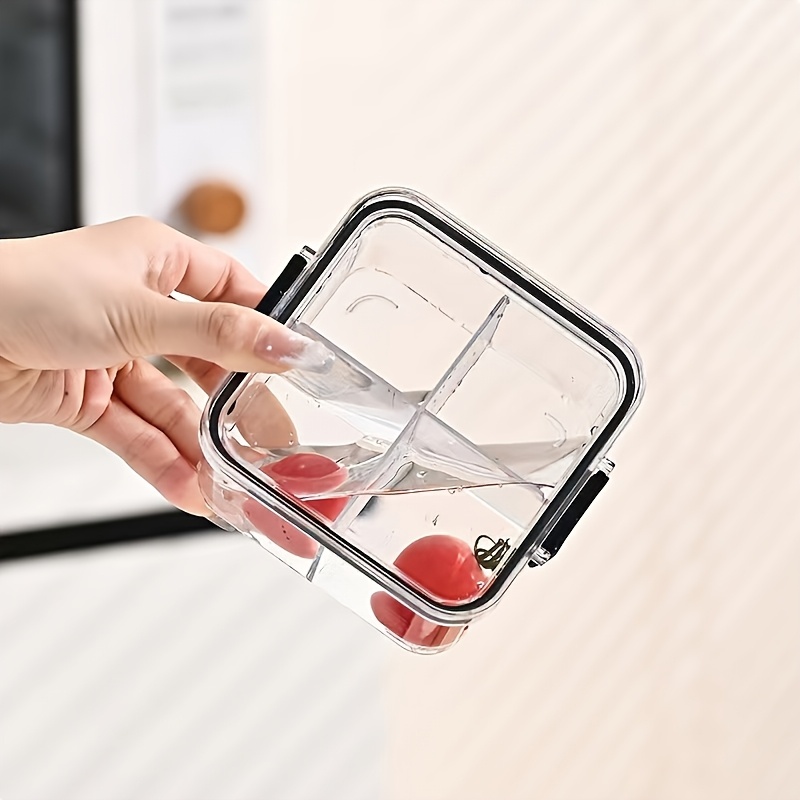   2 pack plastic square food storage containers with lids 4 compartment sealed jars for tea   and snacks freestanding flower tea organizer with good seal Product details 0