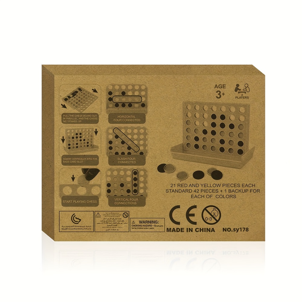 Family Strategy Board Game - 13.21 cm Portable Foldable Chess Puzzle for Kids & Adults, Classic Four-in-a-Row Challenge with Red & Yellow Discs, Ages 3+ Home Entertainment, Perfect Christmas Thanksgiving Gift, Chess Gifts, Interactive Play, Vibrant Board, Sturdy Construction