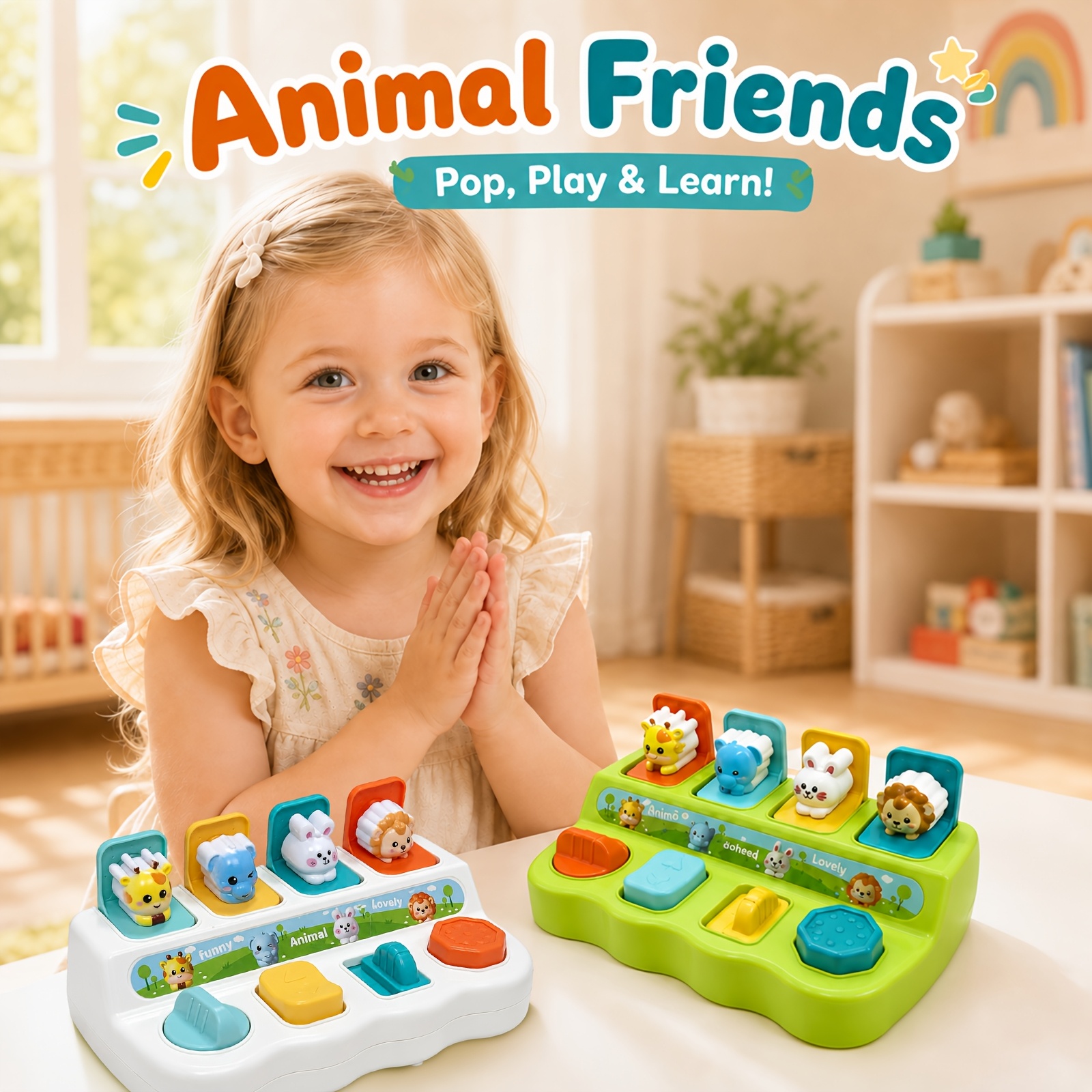 Peek-A-Boo Mechanical Push-Button Pop-Up Box Toy