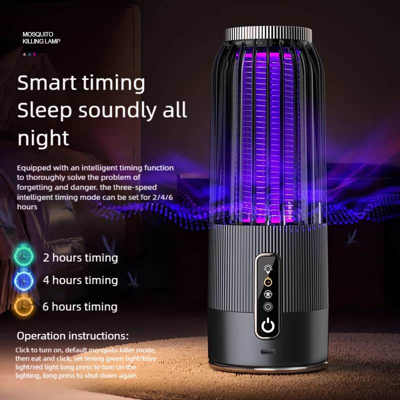 Mosquito Lamps, Mosquito Killers, Night Lights, Electric Mosquito Lamps, Three Adjustable Settings, Smart Timing, Multi-Angle Coverage, Nano Light Wave Mosquito Attraction, Long-Lasting Battery Life, Suitable for Homes, Hotels, Offices, And More