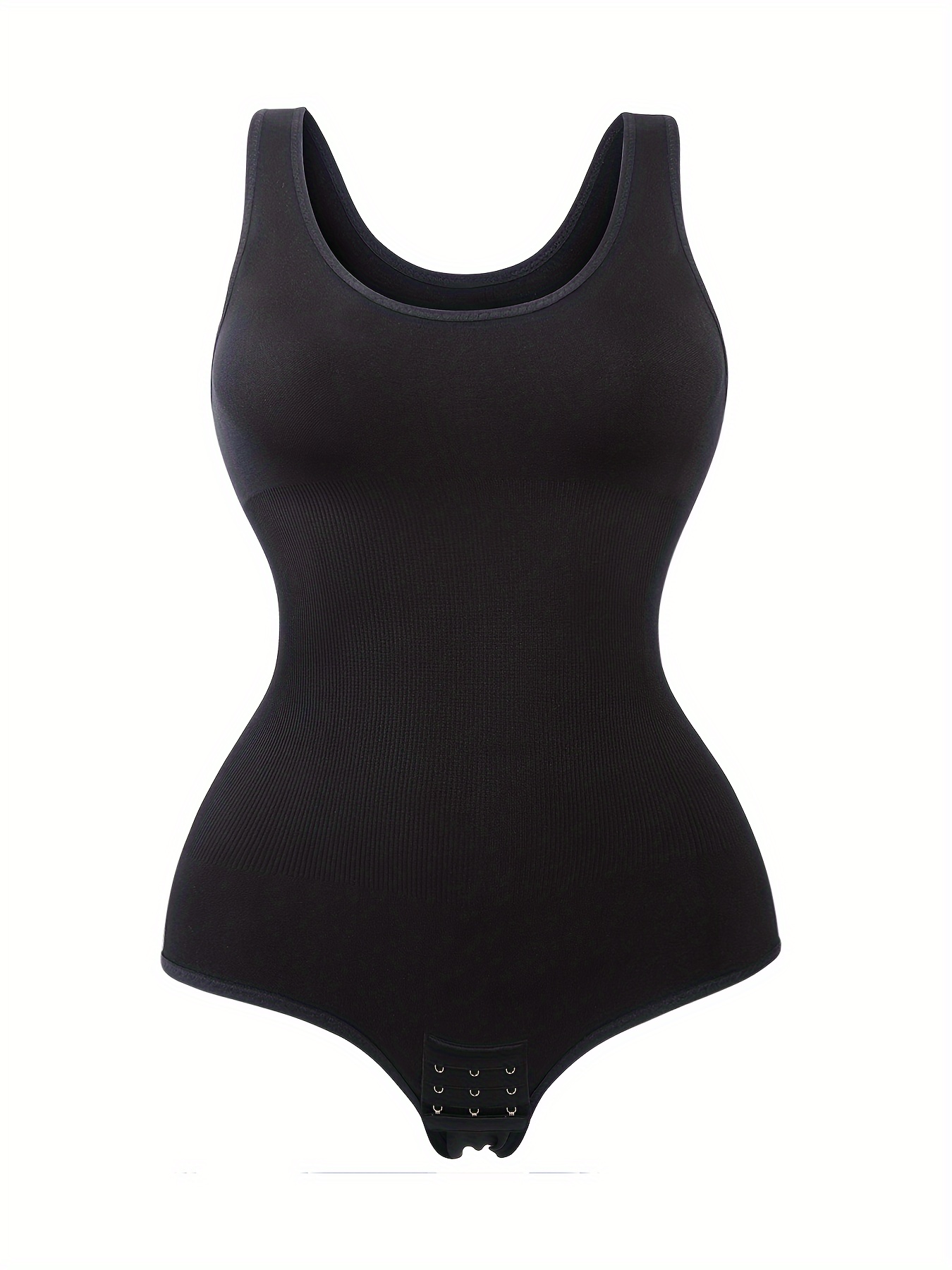 Plus Size Simple Shapewear, Women's Plus Seamless Solid Tummy Control Full Body Shaping Slimming Leotard Jumpsuit