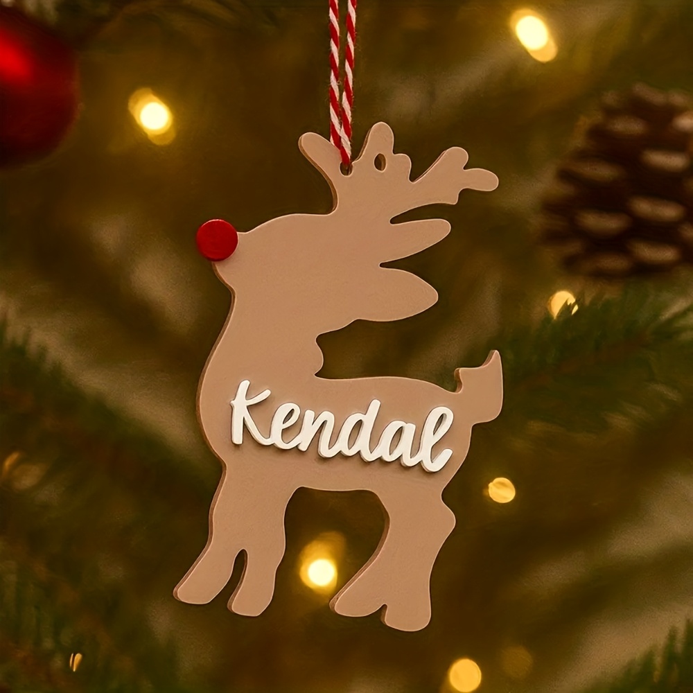 TEMU 2d Flat, Elk Acrylic Custom Name Hanging Tags, Christmas Custom Name Stocking Tags, Stocking-shaped Custom Name Decorative Tags, Christmas Tree