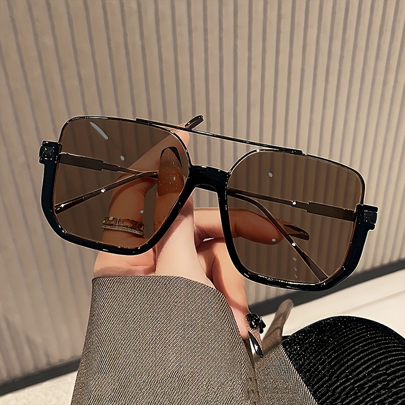 1pc Large Frame Double Bridge Half Frame Retro Fashion Glasses, Suitable For Daily Street Shooting And Parties