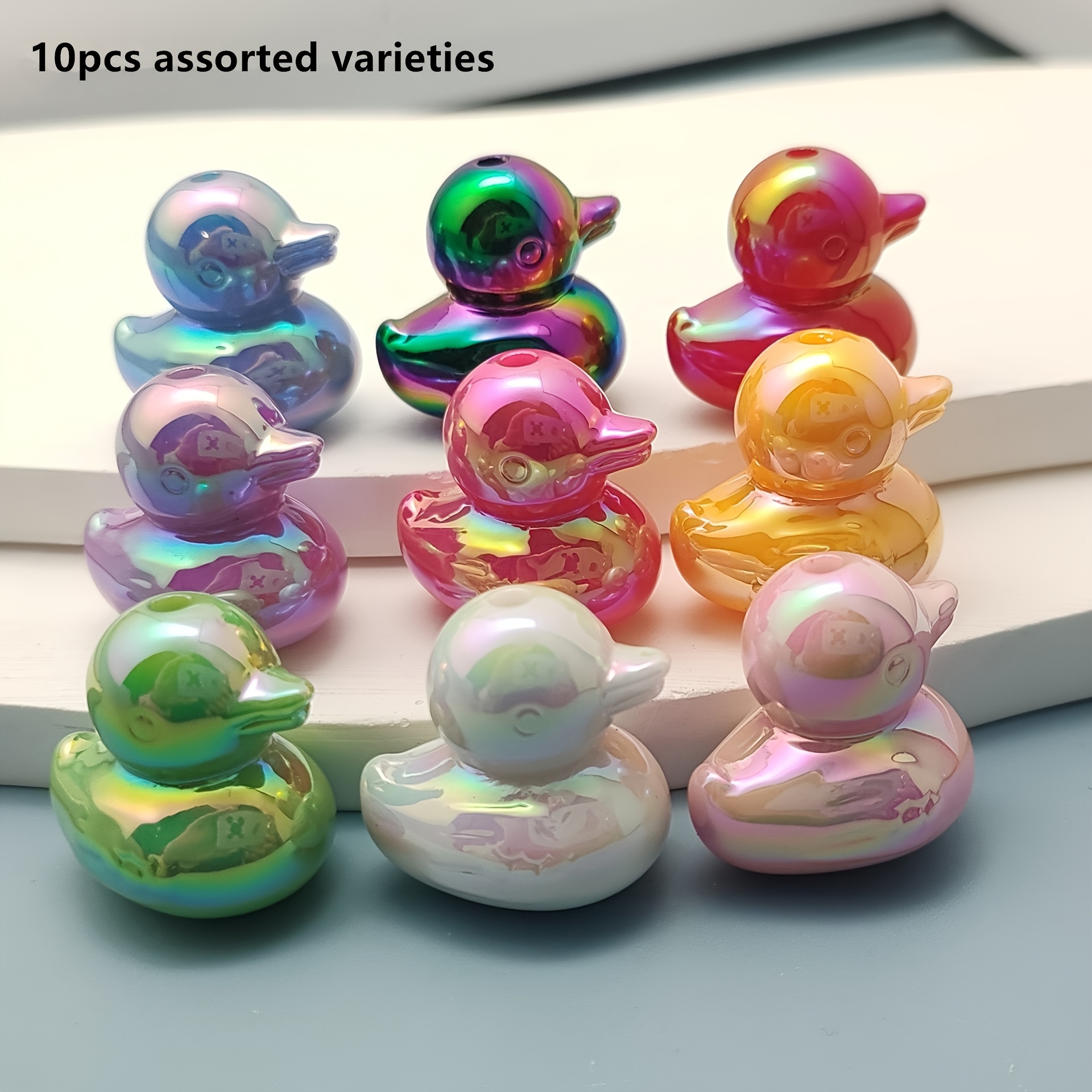 E-shop 10 Stück Perlen für Stifte, Acryl 3D Enten Perlen Großpackung zum Basteln von Stiften Schlüsselanhängern Schmuckzubehör für Lehrer Charms