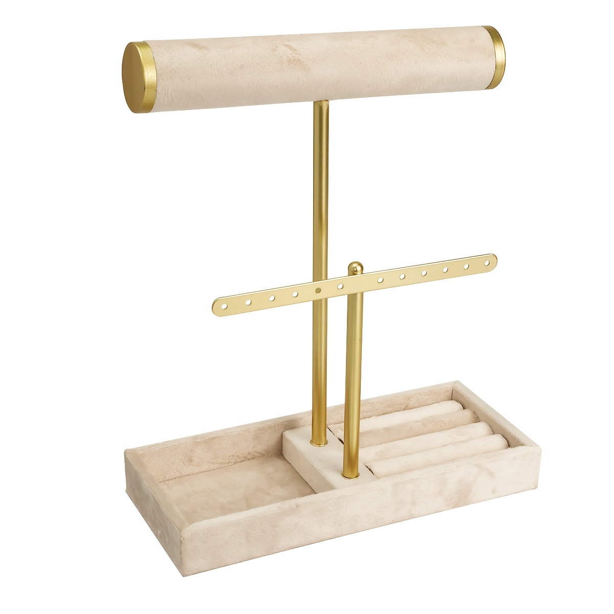 TEMU WgzÂ·rucx Multifunctional Jewelry Tree Stand Suitable For Necklace Display, -free Organizer With Removable Tray & Earring Holes, Space- Tabletop