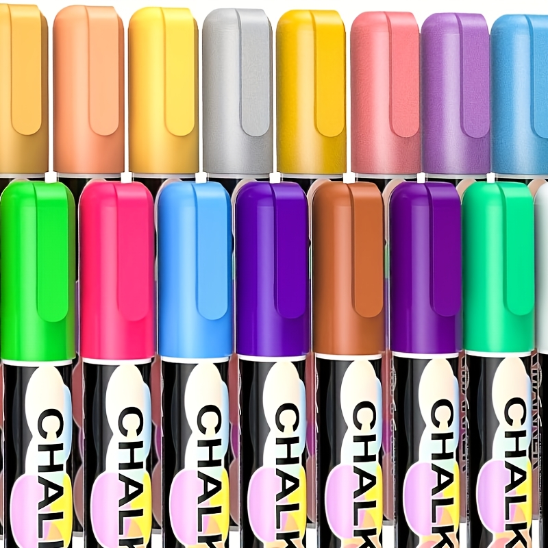 

Eraserable Chalk Markers, 24 Colors Neon Chalk Markers Pens For , Including 6 Metallic Colors And 56 Labels, Window Markers For Cars Glass Washable, Wet Erase, Reversible Tip