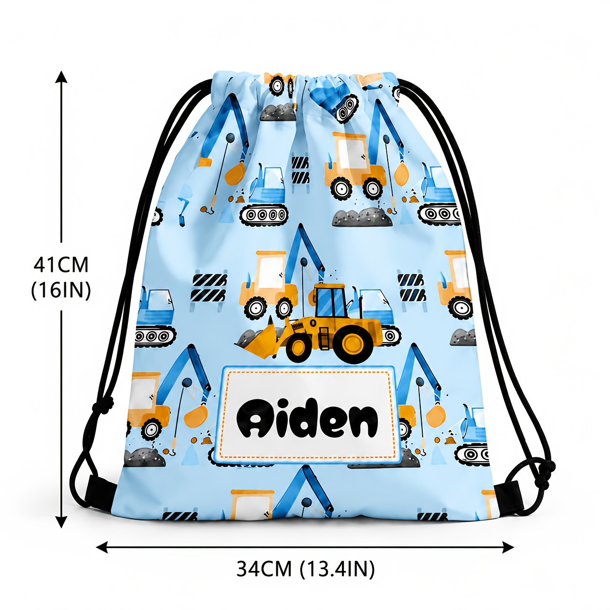 TEMU personalizzato con coulisse, borsa elegante adornata con un disegno di escavatore, che ti permette di personalizzarla con il tuo o di festa. Il