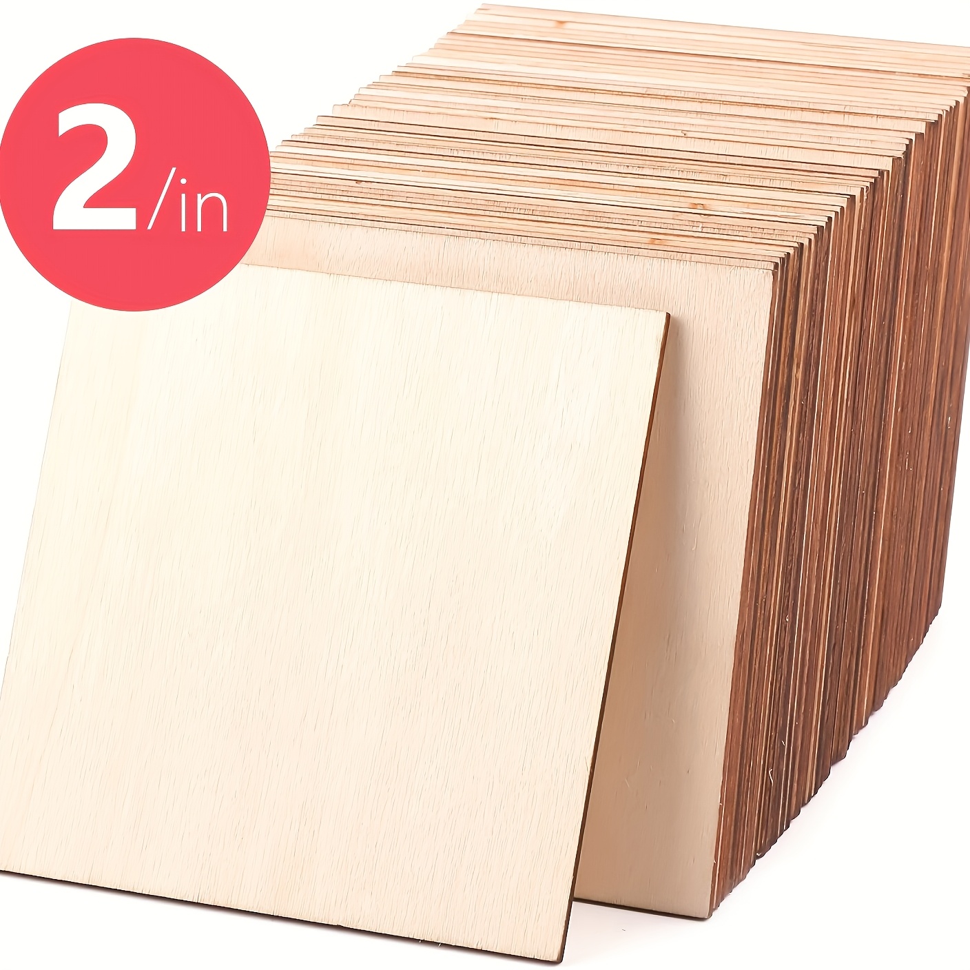 Image of 20/50pcs 2-inch Plywood Sheets For Diy Crafts, Hand Painting, Model Building - Square Wooden Panels For Art And Craft Projects, Wood Crafts