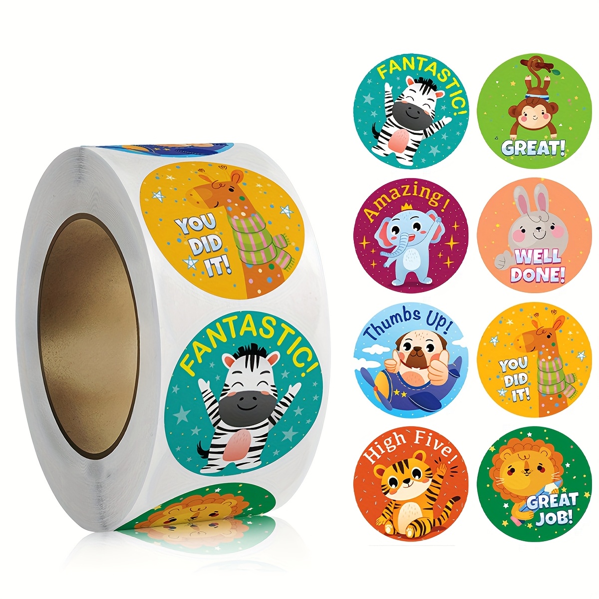 slika predmeta 500 nalepk/rol živali spodbujevalne angleške nalepke nagradne nalepke